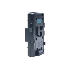 Placa de montaje de batería profesional Pro-X A-GP-S en color negro, con sistema de anclaje V-Mount, conectores de alimentación de 4 pines y estructura de policarbonato resistente para equipos de vídeo.