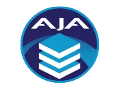 Logotipo oficial de AJA Diskover Media Edition, mostrando un diseño circular en azul con una pila de capas de datos blanca, simbolizando la organización y el análisis de grandes volúmenes de activos multimedia.