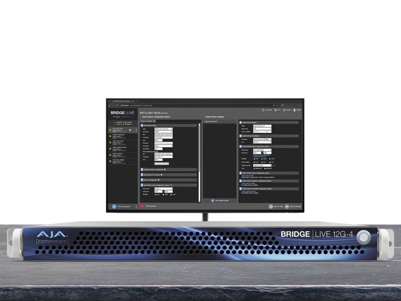 Sistema AJA BRIDGE LIVE 12G para streaming, codificación y transporte profesional de vídeo IP