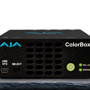 Procesador AJA ColorBox compacto para conversión de color HDR y gestión avanzada de señales de vídeo profesionales.