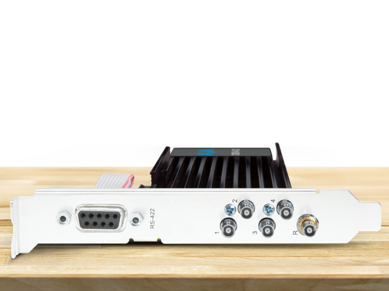 Tarjeta AJA Corvid 44 12G con múltiples conexiones SDI para captura y reproducción profesional de vídeo 4K.