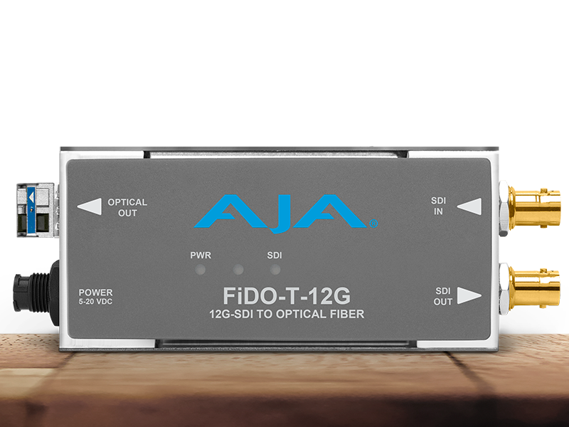 Transmisor AJA FiDO-T-12G para transporte profesional de señales 12G-SDI mediante fibra óptica.