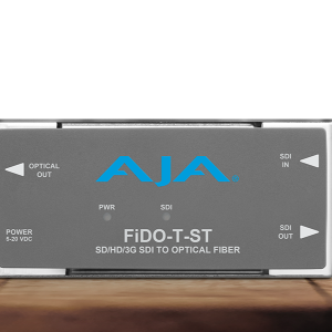Transmisor AJA FiDO-T-ST para transporte profesional de señales SDI mediante fibra óptica ST.