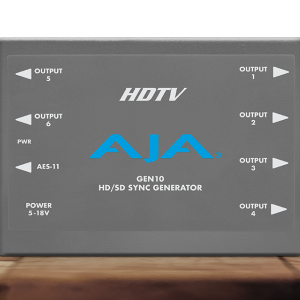 Generador AJA GEN10 para sincronización profesional de referencia broadcast.