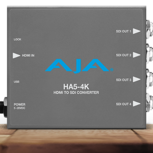 Conversor AJA HA5-4K para transmisión HDMI a 4K SDI profesional.