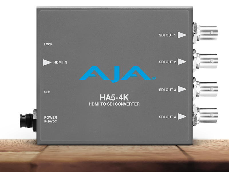 Conversor AJA HA5-4K para transmisión HDMI a 4K SDI profesional.