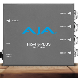 Conversor AJA Hi5-4K-Plus para recepción de señales 4K SDI y salida HDMI profesional.
