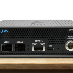 Receptor AJA IP25-R para conversión profesional de vídeo IP SMPTE ST 2110 en entornos broadcast.