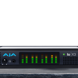 Interfaz AJA Io X3 para captura y monitorización profesional de vídeo mediante Thunderbolt.