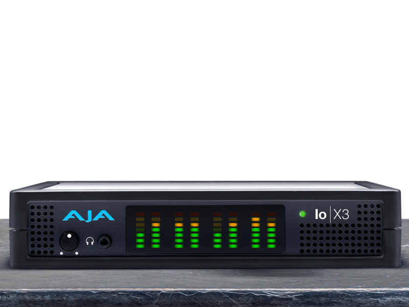 Interfaz AJA Io X3 para captura y monitorización profesional de vídeo mediante Thunderbolt.