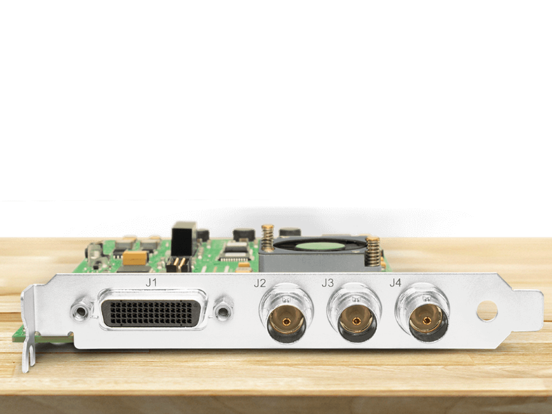 Tarjeta profesional AJA KONA LHe Plus para captura y reproducción de vídeo analógico y digital en sistemas de edición broadcast.