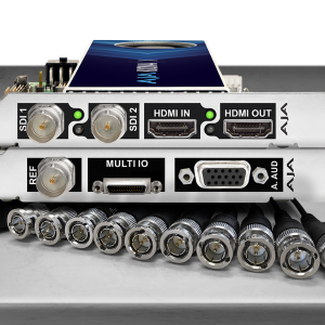 Tarjeta profesional AJA KONA X para captura y reproducción de vídeo 8K y HDR con conectividad avanzada.