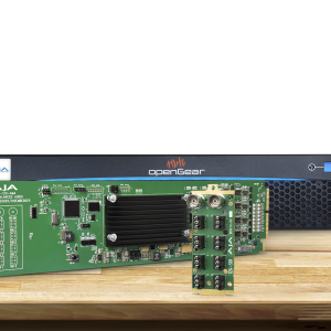 Tarjeta OpenGear AJA OG-12G-AMA para integración profesional de audio analógico y 12G-SDI.