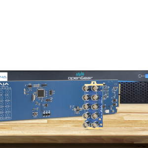Tarjeta OpenGear AJA OG-12GDA-2x4 para distribución profesional dual 12G-SDI UHD.