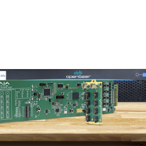 Tarjeta OpenGear AJA OG-3G-AMA para integración profesional de audio analógico y señales 3G-SDI.