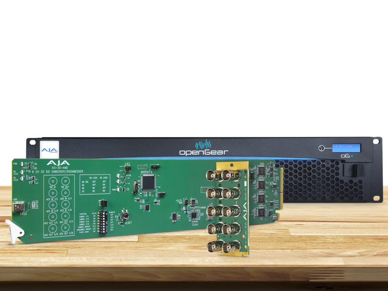 Tarjeta OpenGear AJA OG-3G-AMD para gestión profesional de audio embebido 3G-SDI.