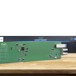 Tarjeta OpenGear AJA OG-FiDO-2R-12G para recepción dual 12G-SDI mediante fibra óptica.