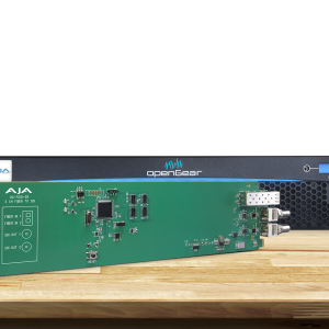 Tarjeta OpenGear AJA OG-FiDO-2R para recepción dual de señales SDI mediante fibra óptica.