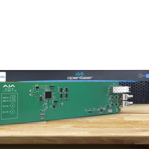 Tarjeta OpenGear AJA OG-FiDO-2R-MM para recepción dual SDI mediante fibra multimodo.