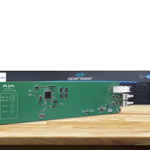 Tarjeta OpenGear AJA OG-FiDO-2T-MM para transmisión dual SDI mediante fibra multimodo.