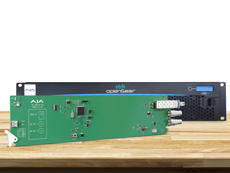 Tarjeta OpenGear AJA OG-FiDO-R-12G-ST para recepción profesional 12G-SDI mediante fibra óptica ST.