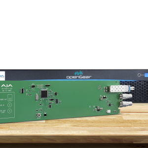 Tarjeta OpenGear AJA OG-FiDO-T-12G-ST para transmisión profesional 12G-SDI mediante fibra óptica ST.