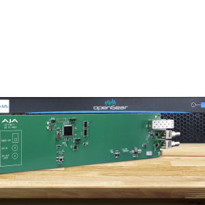 Tarjeta OpenGear AJA OG-FiDO-T para transmisión profesional SDI mediante fibra óptica.