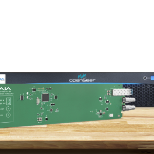 Tarjeta OpenGear AJA OG-FiDO-TR-12G para transmisión y recepción 12G-SDI mediante fibra óptica.