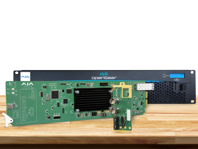 Tarjeta OpenGear AJA OG-Hi5-12G para conversión profesional 12G-SDI a HDMI.