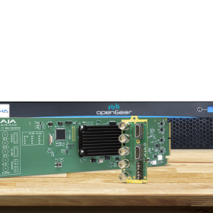 Tarjeta OpenGear AJA OG-Hi5-4K-Plus para conversión profesional 4K SDI a HDMI.