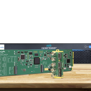 Tarjeta OpenGear AJA OG-UDC para conversión profesional up down cross de señales SDI.