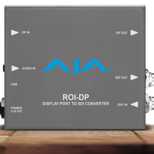 Conversor AJA ROI-DP para captura profesional de señales DisplayPort a SDI.