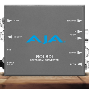 Conversor AJA ROI-SDI para captura y escalado profesional de señales SDI.