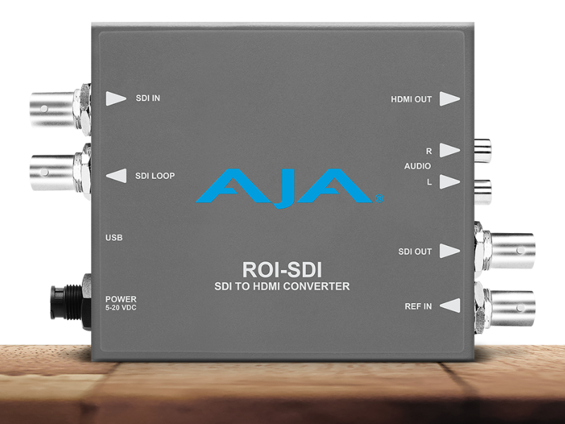 Conversor AJA ROI-SDI para captura y escalado profesional de señales SDI.