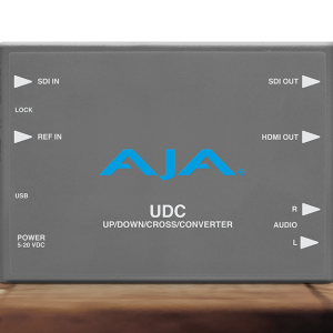 Conversor AJA UDC para conversión profesional ascendente, descendente y cross-conversion SDI.