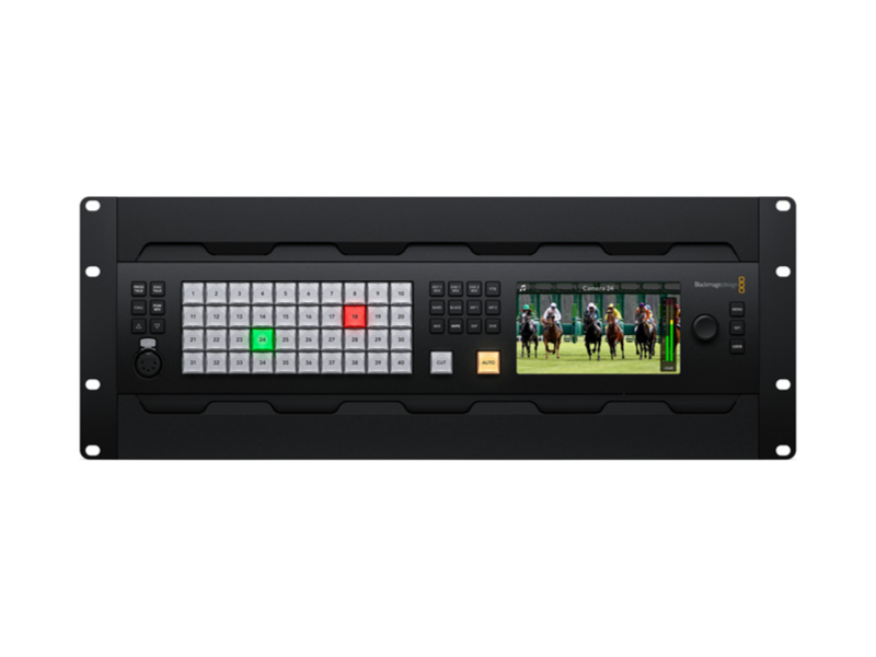 ATEM 4 M/E Constellation 4K Plus mezclador profesional SDI 4K con 80 entradas y 48 salidas para producción broadcast en directo.
