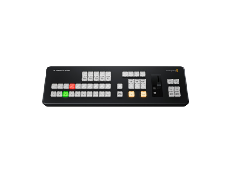 ATEM Micro Panel panel compacto de control para switchers ATEM con T-bar y botones programables para producción en directo.