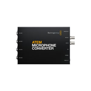 ATEM Microphone Converter convertidor de audio para sistemas ATEM que permite integrar múltiples micrófonos en producción broadcast.