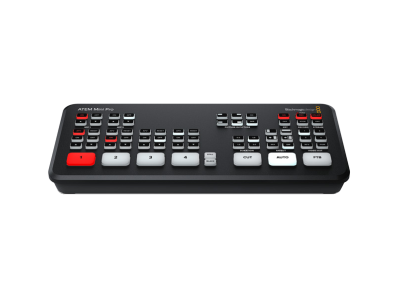 ATEM Mini Pro mezclador de vídeo profesional con 4 entradas HDMI, streaming integrado, multiview y grabación por USB-C.