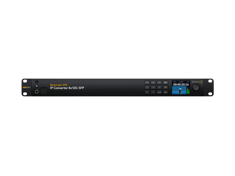 Conversor Blackmagic 2110 IP Converter 8x12G SFP profesional para conversión de 8 canales SMPTE ST 2110 y SDI 12G en entornos broadcast IP de alta densidad.