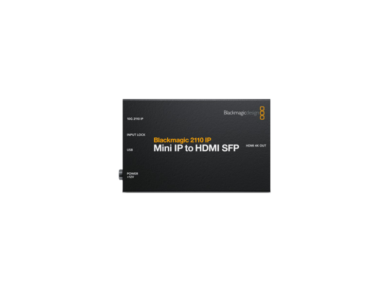 Conversor Blackmagic 2110 IP Mini IP to HDMI SFP para monitorización profesional de vídeo SMPTE ST 2110 con conectividad de red flexible en entornos broadcast IP.