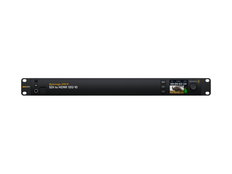 Conversor Blackmagic 2110 IP SDI to HDMI 12G-10 para monitorización profesional de vídeo SMPTE ST 2110 y SDI 12G en HDMI con procesamiento de 10 bits.