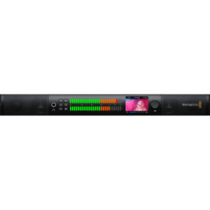 Blackmagic Audio Monitor 12G G3 monitor rack 1RU para audio broadcast con soporte SDI e IP y altavoces integrados.
