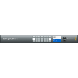 Blackmagic MultiView 16 sistema de monitorización multiview para visualizar hasta 16 fuentes de vídeo en una única pantalla.