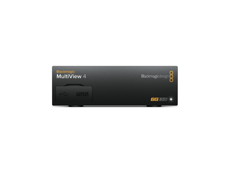 Blackmagic MultiView 4 sistema de monitorización profesional para visualizar cuatro fuentes de vídeo simultáneamente.