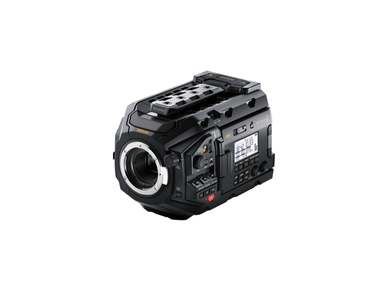 Cámara Blackmagic URSA Mini Pro 4.6K G2 con sensor Super 35 HDR, pantalla táctil abatible de 4 pulgadas, filtros ND integrados, montura intercambiable y grabación Blackmagic RAW para cine, televisión y producción broadcast profesional.