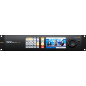 Blackmagic Videohub 40x40 12G matriz profesional de vídeo SDI con 40 entradas, 40 salidas, pantalla LCD integrada y soporte Ultra HD 4K.