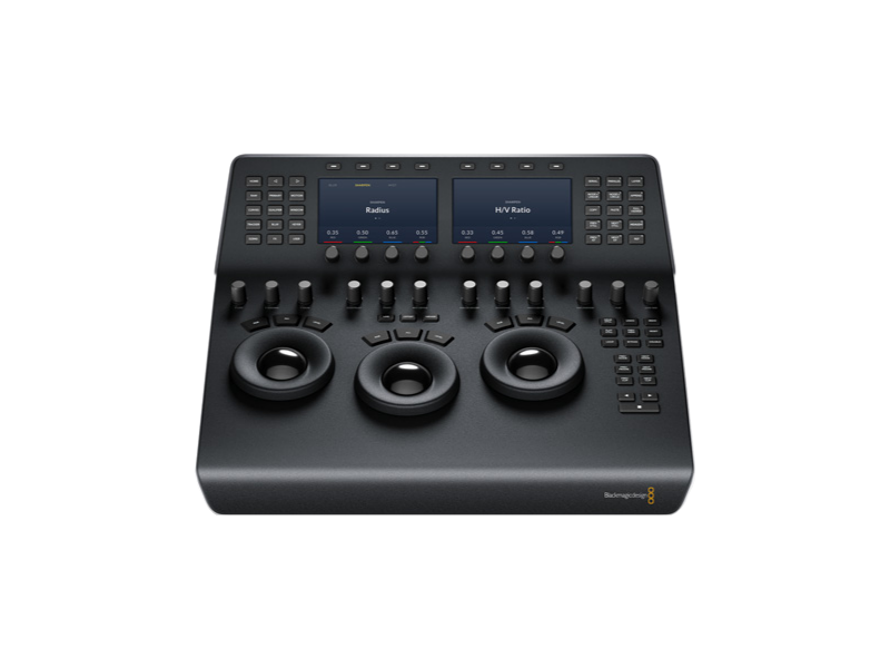 Blackmagic DaVinci Resolve Mini Panel panel compacto profesional con trackballs para color grading en DaVinci Resolve.