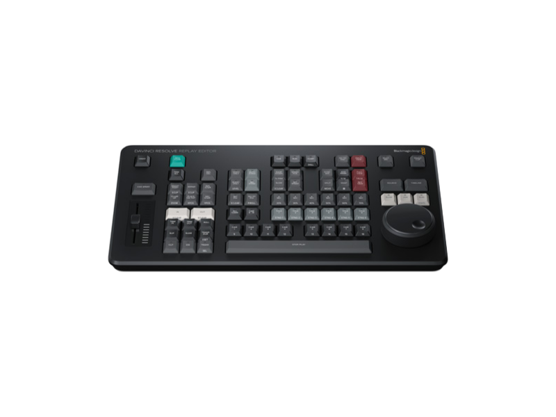 DaVinci Resolve Replay Editor panel hardware profesional para control de repeticiones instantáneas y edición multicámara en producciones deportivas.