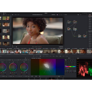 DaVinci Resolve Studio software profesional de edición de vídeo, corrección de color, efectos visuales Fusion y audio Fairlight.